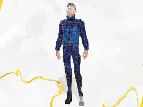 Cartoon in winter clothes gesturing stylized character 3D Model