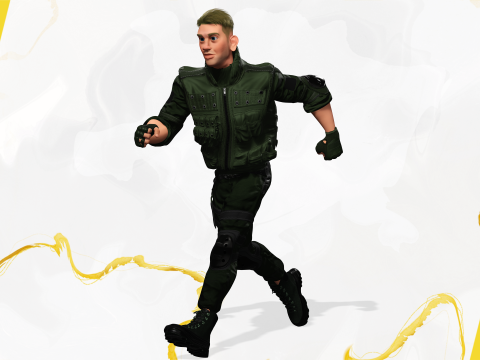 Character in military uniform artistic realism 3D Model