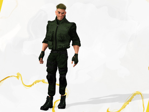 Character in military uniform artistic realism 3D Model