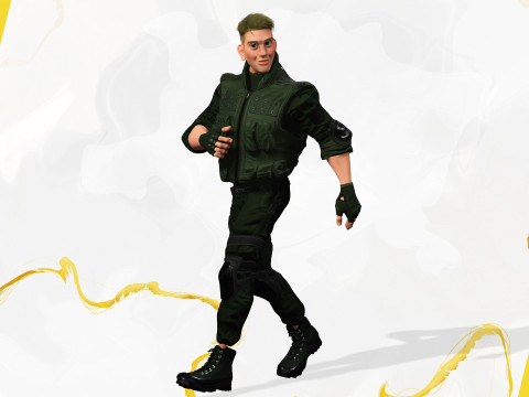 Character in military uniform artistic realism 3D Model