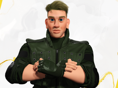 Character in military uniform artistic realism 3D Model