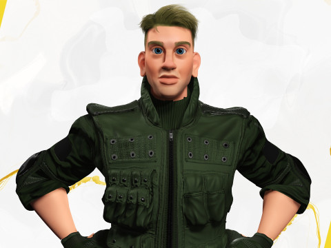 Character in military uniform artistic realism 3D Model