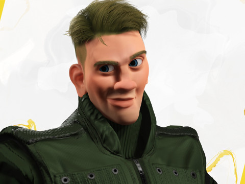Character in military uniform artistic realism 3D Model