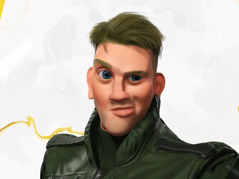 Character in military uniform artistic realism 3D Model