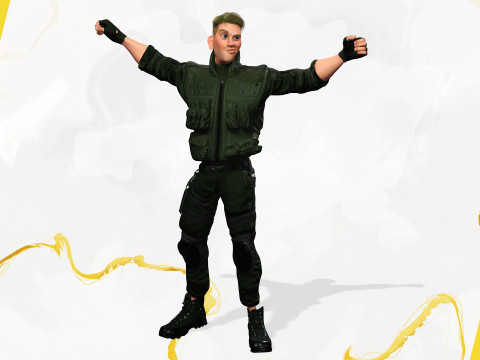Character in military uniform artistic realism 3D Model