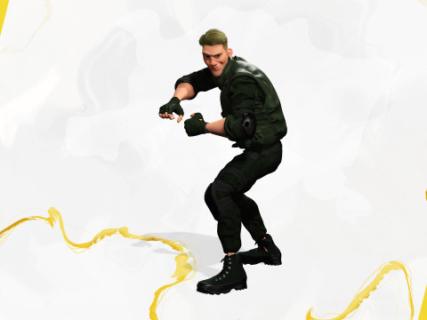 Character in military uniform artistic realism 3D Model