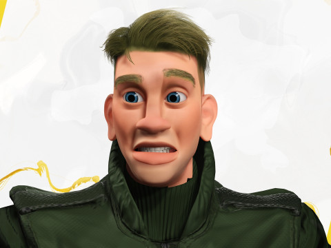 Character in military uniform artistic realism 3D Model