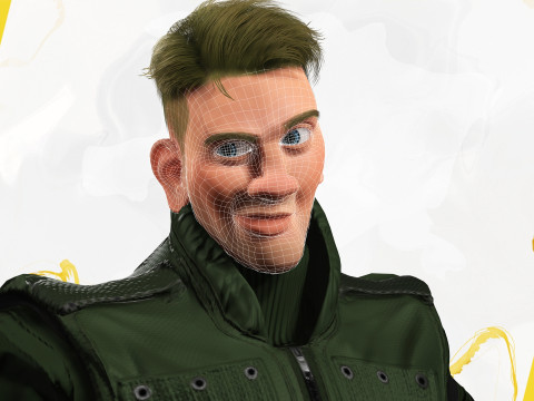 Character in military uniform artistic realism 3D Model