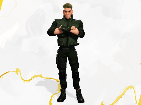 Character in military uniform artistic realism 3D Model