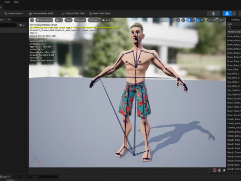 Cartoon young man in Swimming Trunks semi-realistic rendering 3D Model