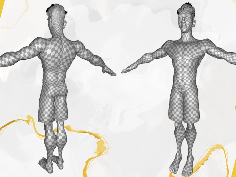 Cartoon young man in Swimming Trunks semi-realistic rendering Modelo 3D