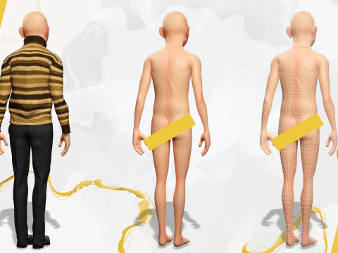 Old Man cartoon character advanced character model 3D Model