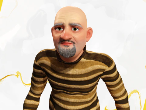 Old Man cartoon character advanced character model 3D Model