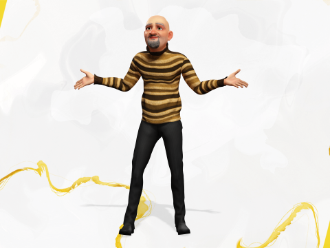 Old Man cartoon character advanced character model 3D 모델