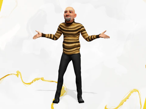 Old Man cartoon character advanced character model 3D Model