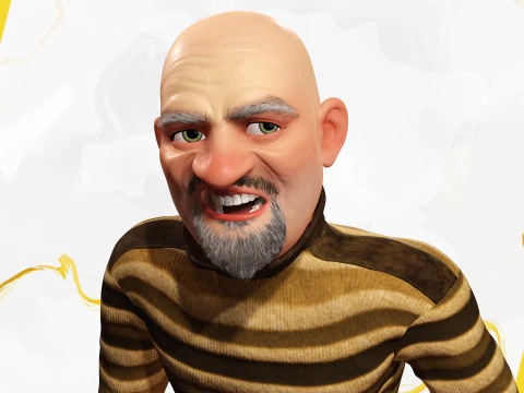 Old Man cartoon character advanced character model 3D Model