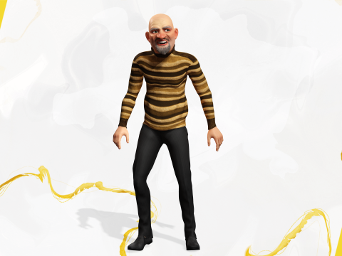 Old Man cartoon character advanced character model 3D 모델