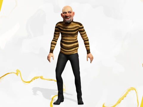 Old Man cartoon character advanced character model 3D Model