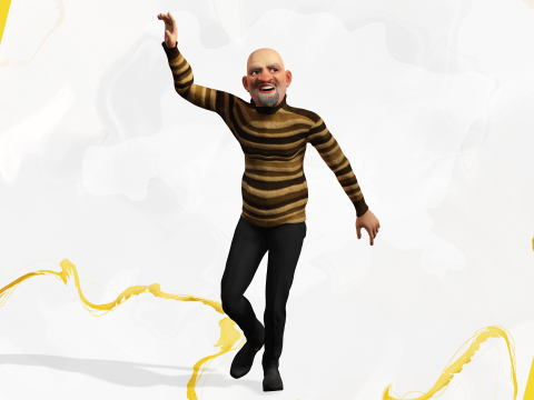Old Man cartoon character advanced character model 3D 모델