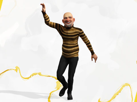 Old Man cartoon character advanced character model 3D Model