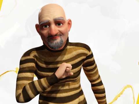 Old Man cartoon character advanced character model 3D Model