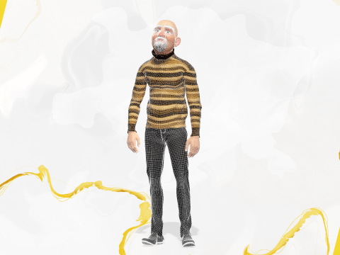 Old Man cartoon character advanced character model 3D 모델
