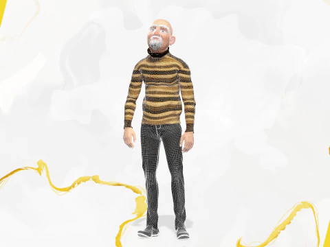 Old Man cartoon character advanced character model 3D Model