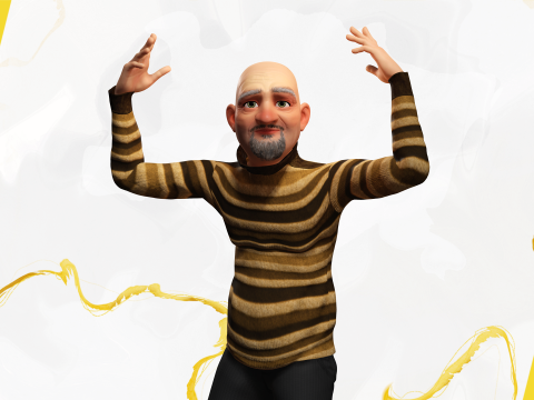 Old Man cartoon character advanced character model 3D 모델