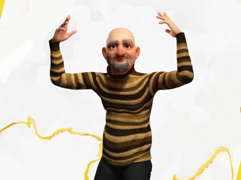 Old Man cartoon character advanced character model 3D Model