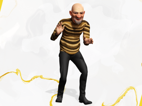 Old Man cartoon character advanced character model 3D 모델