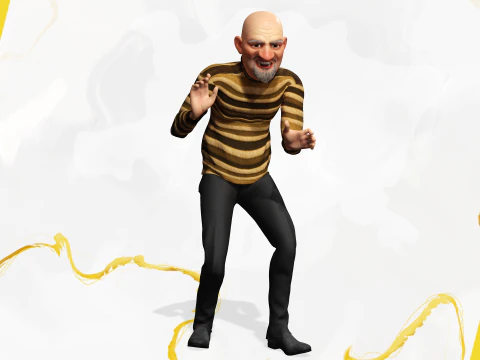 Old Man cartoon character advanced character model 3D Model