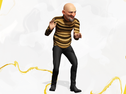 Old Man cartoon character advanced character model 3D 모델