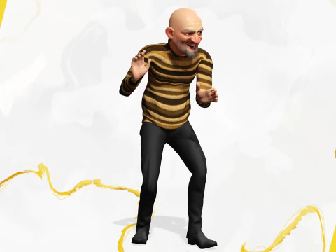 Old Man cartoon character advanced character model 3D Model