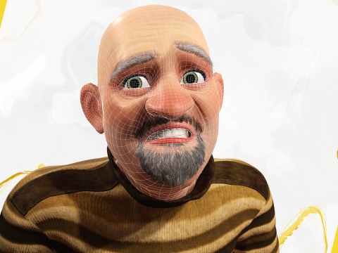 Old Man cartoon character advanced character model 3D 모델