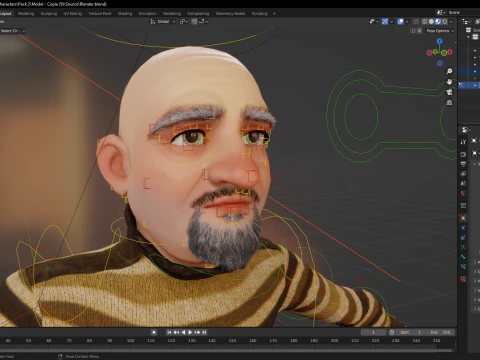 Old Man cartoon character advanced character model 3D Model