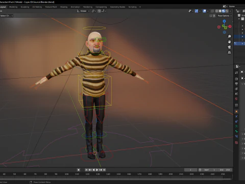 Old Man cartoon character advanced character model 3D Model