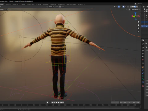 Old Man cartoon character advanced character model 3D Model