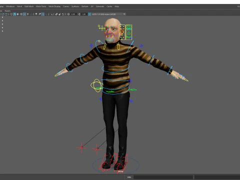 Old Man cartoon character advanced character model 3D Model