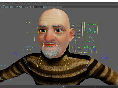 Old Man cartoon character advanced character model 3D Model