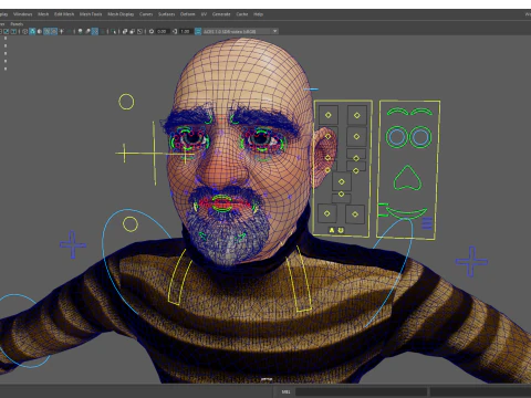 Old Man cartoon character advanced character model 3D Model