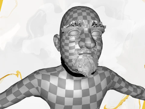 Old Man cartoon character advanced character model 3D Model