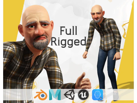 老人 3d 人物卡通 3D 模型