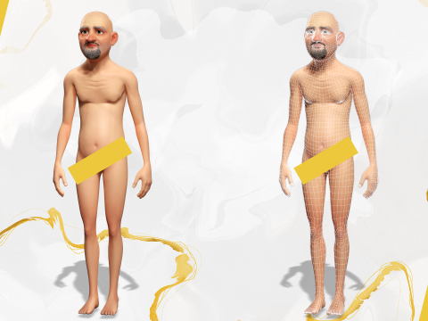 Elderly man 3d character cartoon Modelo 3D