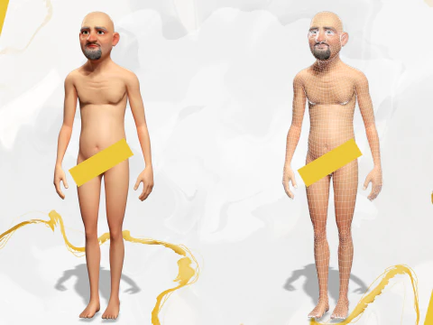 Elderly man 3d character cartoon 3D Model
