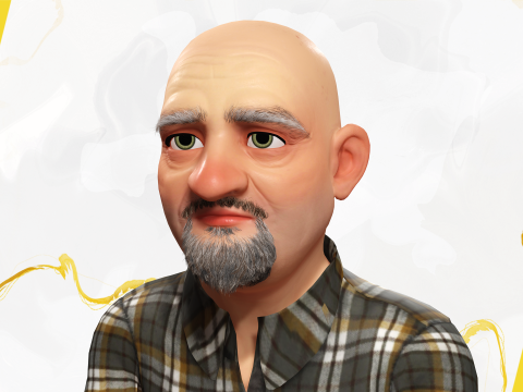 Elderly man 3d character cartoon Modelo 3D