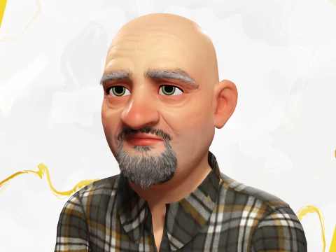Elderly man 3d character cartoon 3D Model