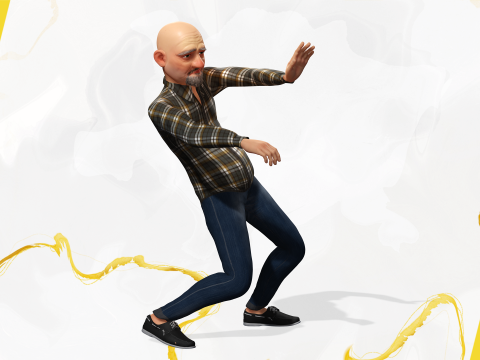 Elderly man 3d character cartoon Modelo 3D