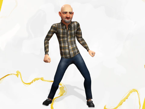 Elderly man 3d character cartoon 3D Model