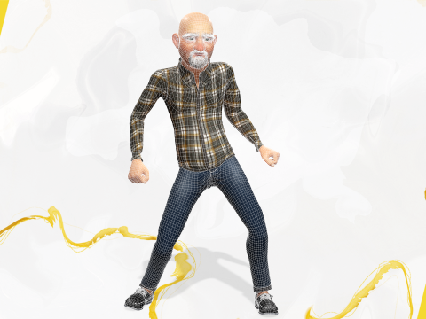 Elderly man 3d character cartoon Modelo 3D