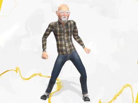 Elderly man 3d character cartoon 3D Model